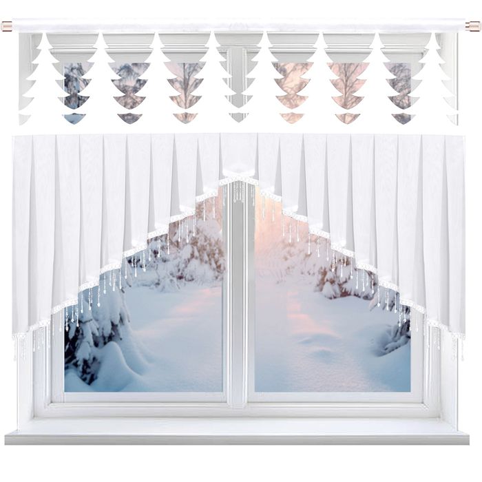 Biały panel firanowy w świątecznym stylu