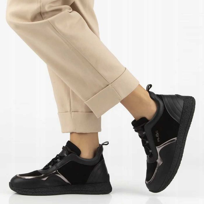 Skórzane BUTY/Sneakersy/Damskie/Przejściówki/Nowe/Czarne ''39'' Filippo