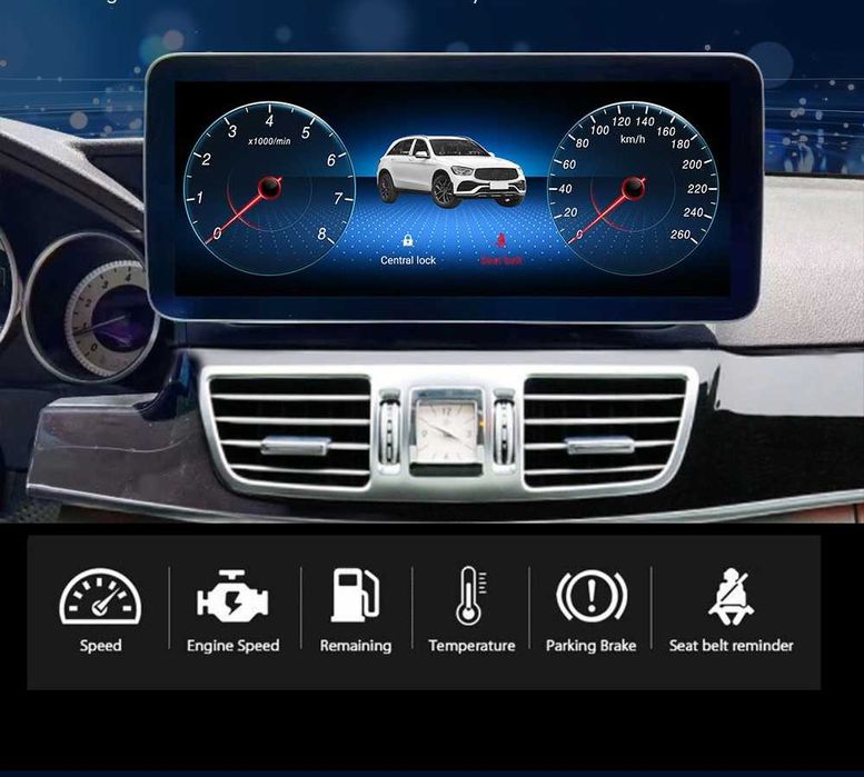 CarPlay Android Auto Radio DAB+ Opcja Bluetooth YouTube Yanosik Android USB GPS WiFi 4G MP3 Mercedes E W212 System NTG4.5 Harman Kardon