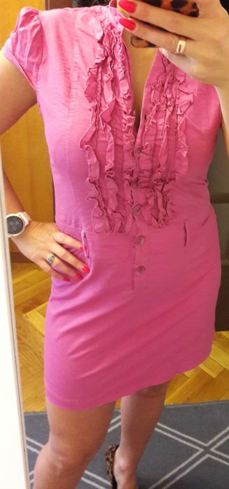 Wyszczuplająca Sukienka rozpinana fuksja L