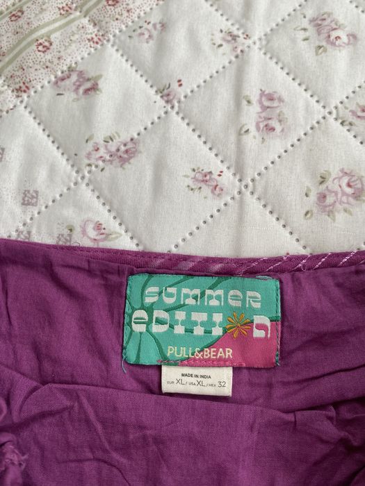 Fioletowa krótka spódniczka ze zdobieniami XL 42 pull&bear plażowa