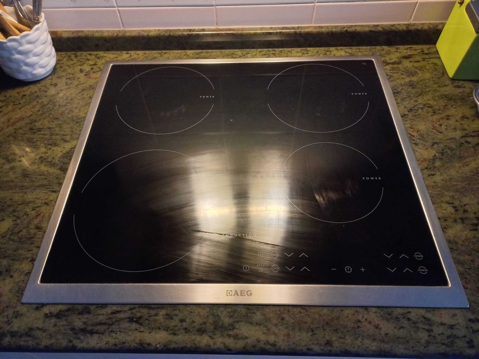 VIDRO de Placa de Vitrocerâmica de Indução com Orla AÇO Inoxidável.