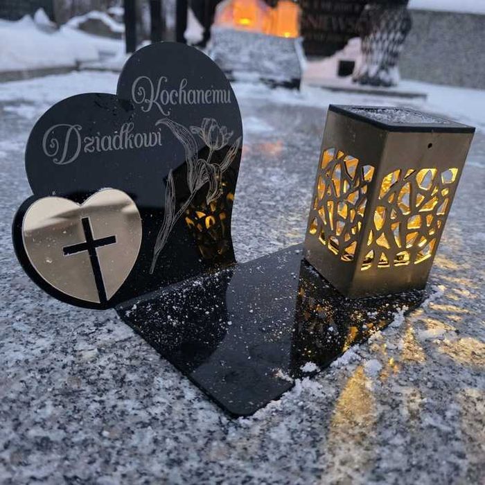 Znicz Kochany Dziadek LED Statuetka Pamięci Duży Lampion Grób