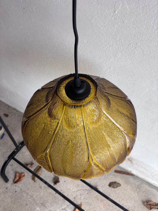 lampa wisząca retro prl miodowa