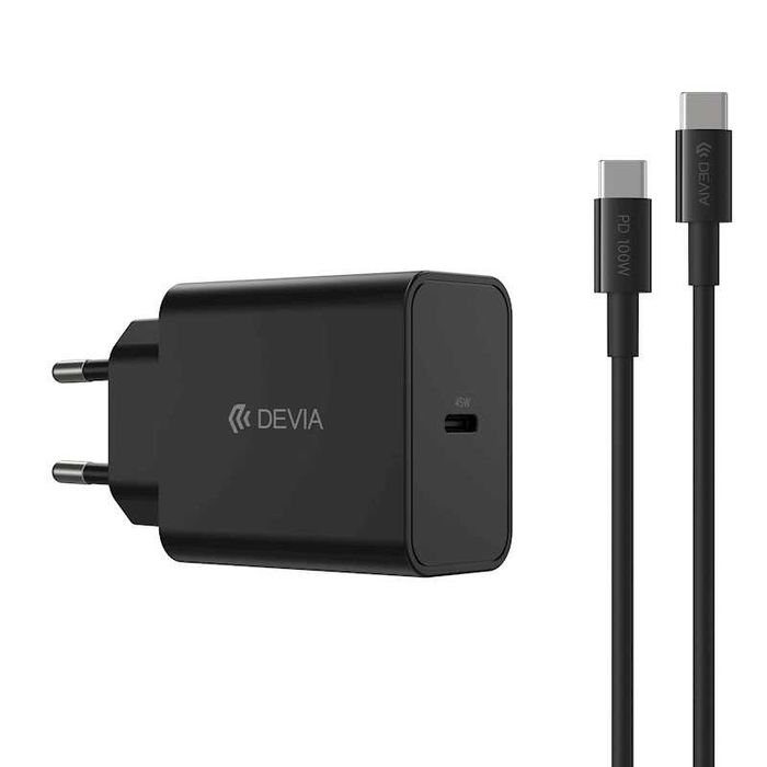 Devia ładowarka sieciowa Rocket 45W 1x USB-C biała kabel USB-C - USB-C