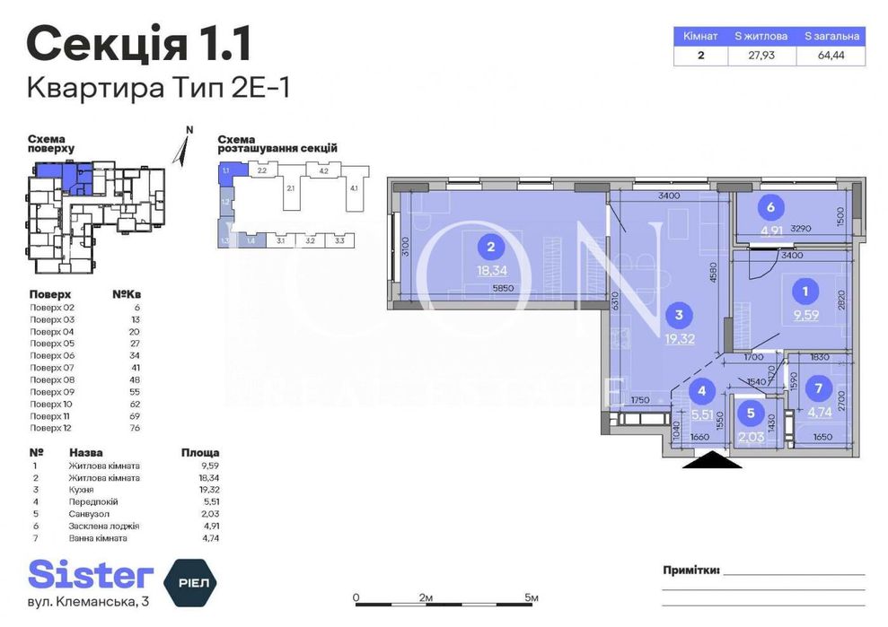 Продаж квартири | 64м² | ЖК Sister