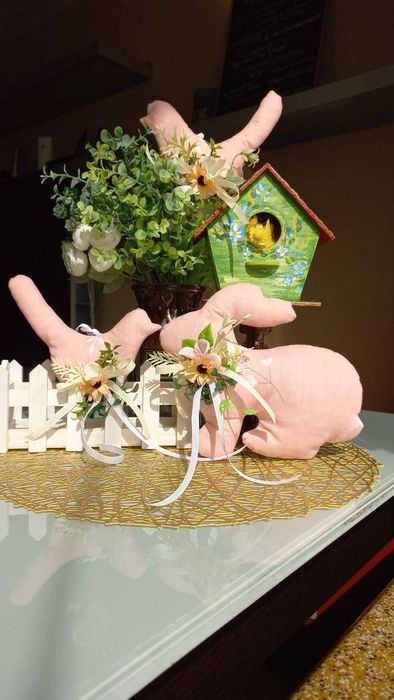 Великодні пташки кролик декор для дому інтер'єрі прикраси подарунок