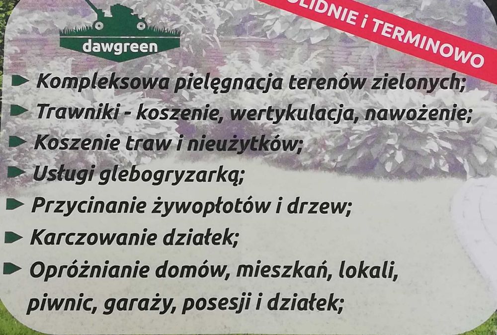 Usługi ogrodnicze koszenie trawniki ogrody wertykulacja