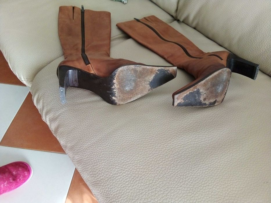 Botas de cor Castanhas de cano alto de senhora tamanho 35