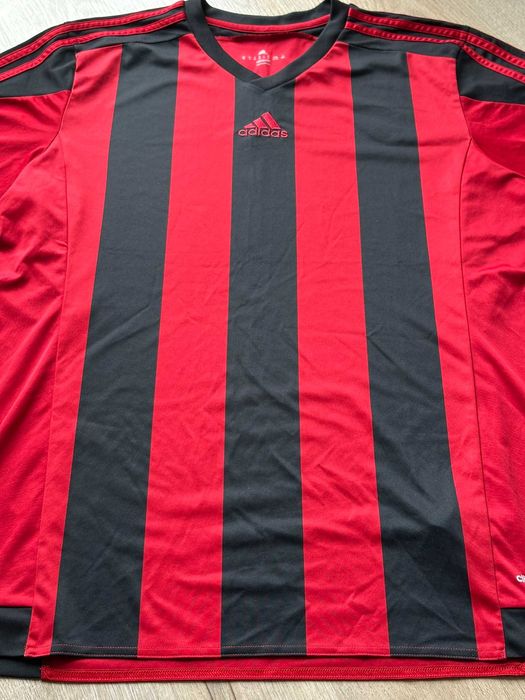 Koszulka Adidas ClimaCool rozmiar XL – czerwono-czarna, paski