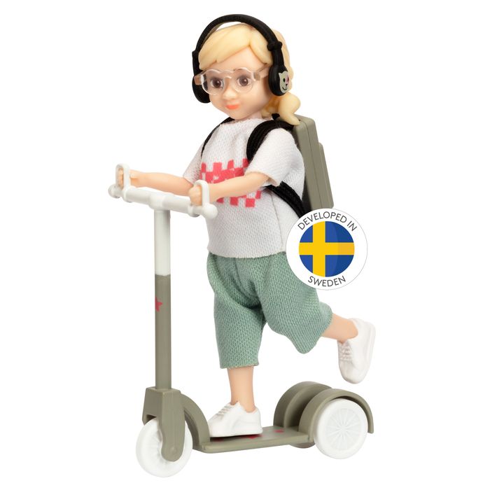 Lalka dziewczynka na hulajnodze zestaw, nastolatka, Lundby