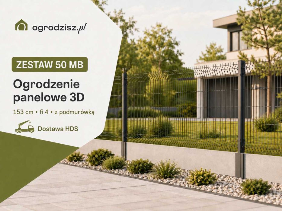 ogrodzenie panelowe 153 cm fi4 + podmurówka 50 mb