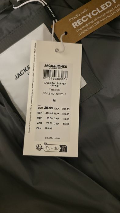 Куртка чоловіча пуховик Jack&Jones Puffer Jacket