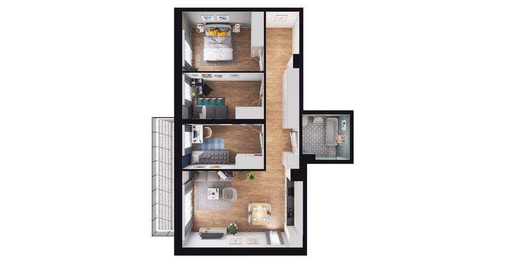 4-pokojowe mieszkanie 68m2 + balkon