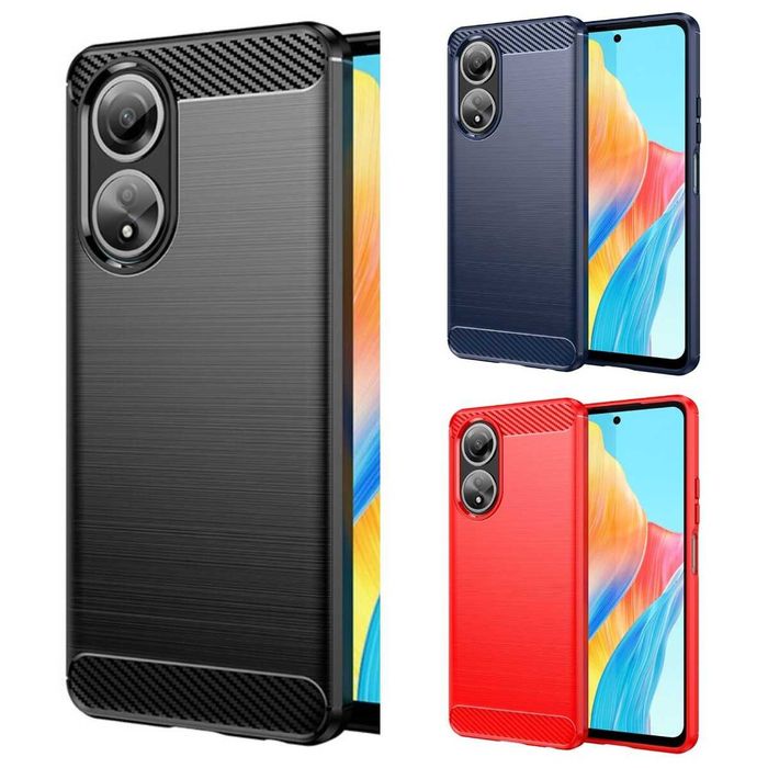 Противоударный чехол накладка для Oppo A58 карбон Оппо А58