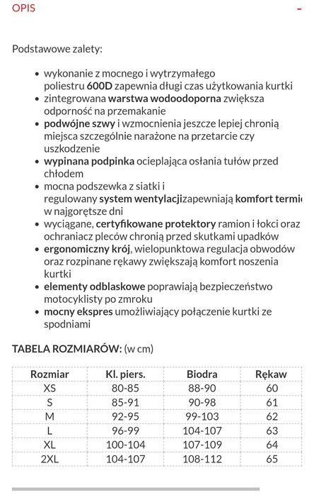 Kurtka motocyklowa damska Wolf