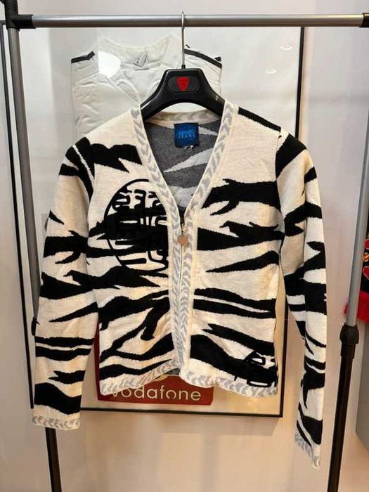 Sweter damski Kenzo Jeans 80s Wool Zebra Zip Sweater 34