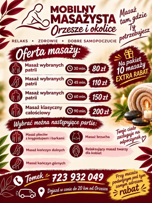 Masaż z dojazdem