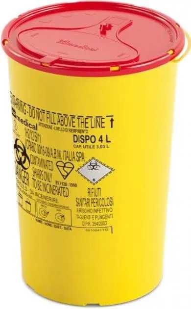 DISPO Контейнер для сбора игл и мед. отходов, 4 л. (с PP, круглый)