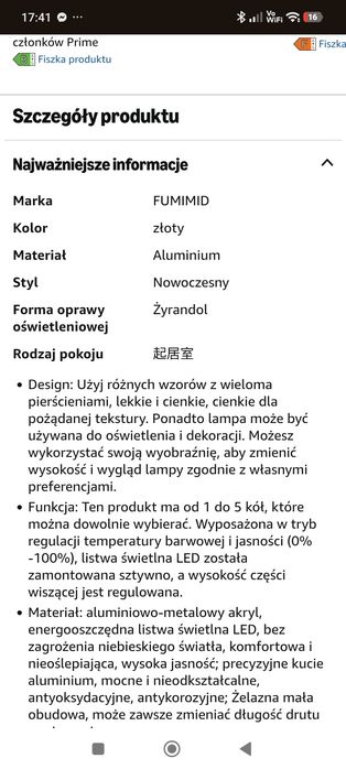Przepiękna lampa ledowa