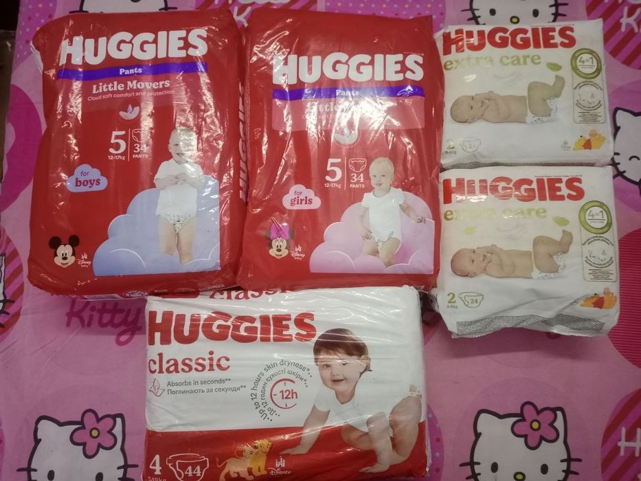 Підгузки дитячі нові huggies 5,4,2 extra care, classic