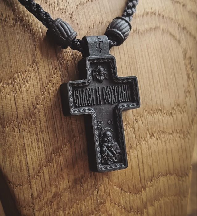 Православный крест из эбенового деререва, оберег Архангел Михаил