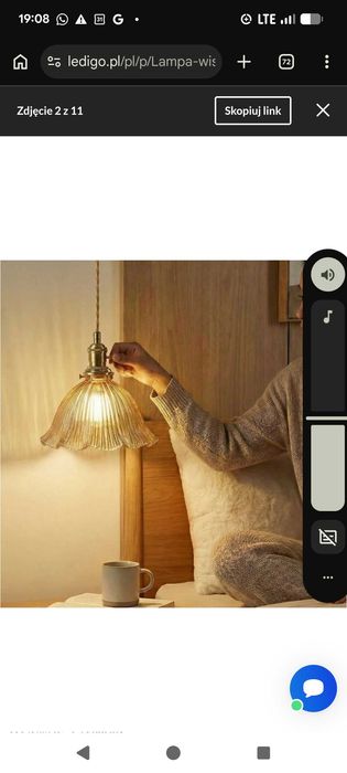 Bursztynowa lampa kwiat Dalia Ledigo wisząca