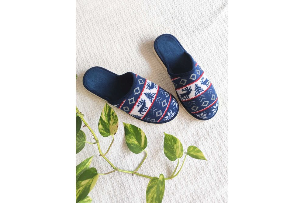 Ciepłe bawełniane kapcie pantofle papcie na podwyższeniu święta