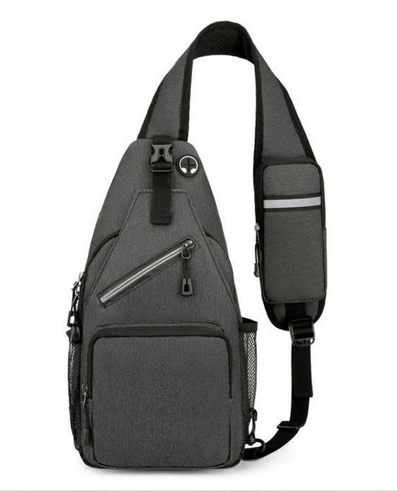 Bolsa / Mala tiracolo unissexo Nylon Oxford cinzento escuro