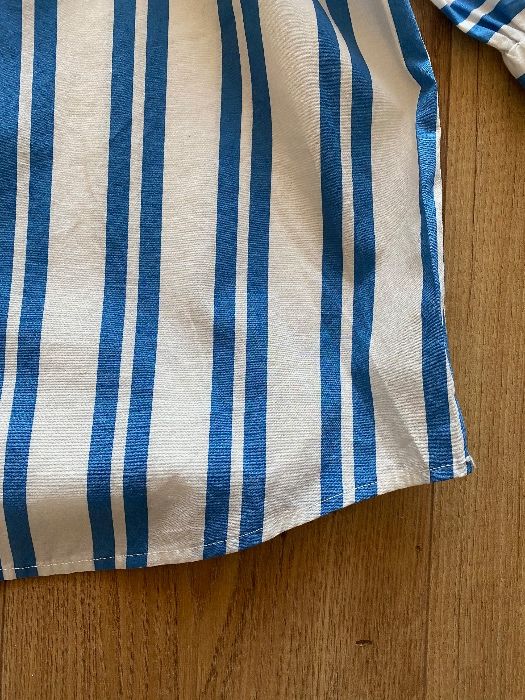 Bluzka H&M w paski biały niebieski szerokie rękawy 38 bawełna