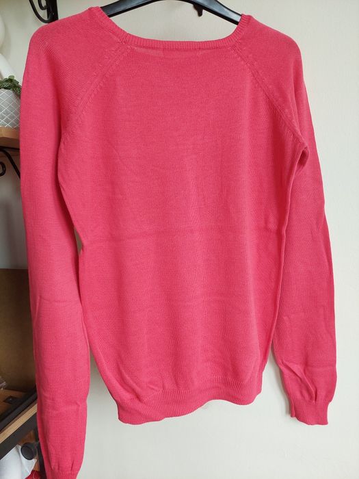 Czerwony, koralowy sweter, sweterek Sinsay, r. S