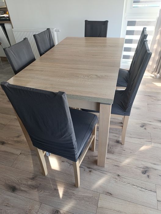 Stół dąb Sonoma 80x140-240 z 6 krzesłami