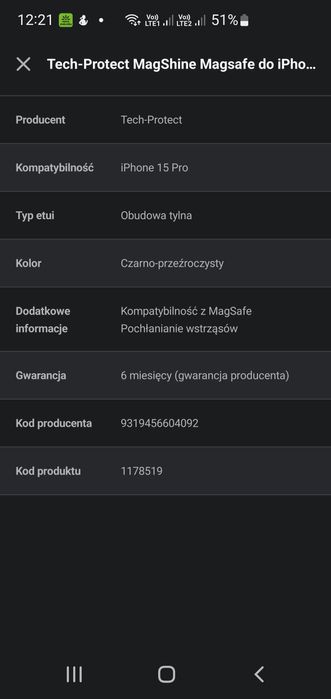 Etui Tech-Protect MagShine Magsafe do iPhone 15 Pro black