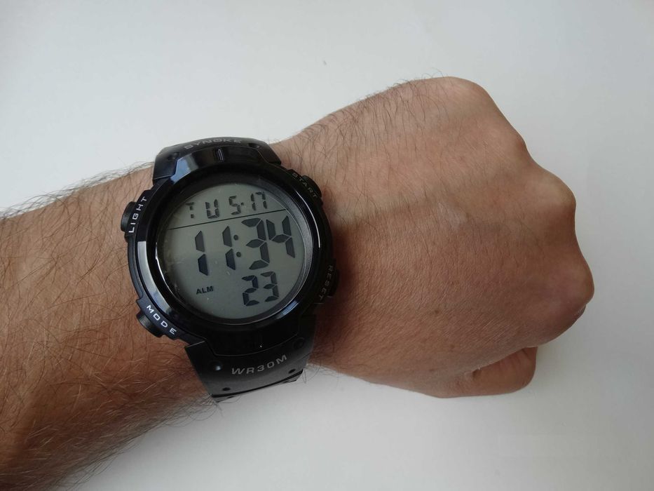 Czarny zegarek męski elektroniczny Synoke sportowy stoper cyfrowy