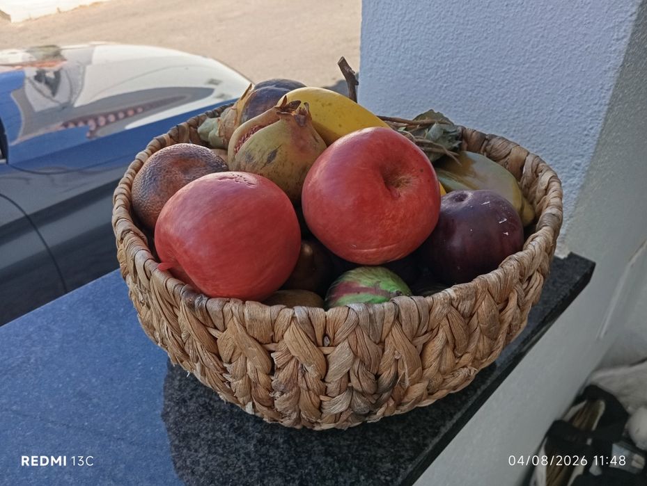 Cesto com frutos de decoração