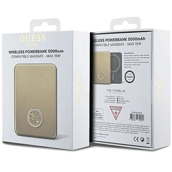 Powerbank indukcyjny Guess MagSafe 4G Strassed Metal Logo 15W 5000mAh