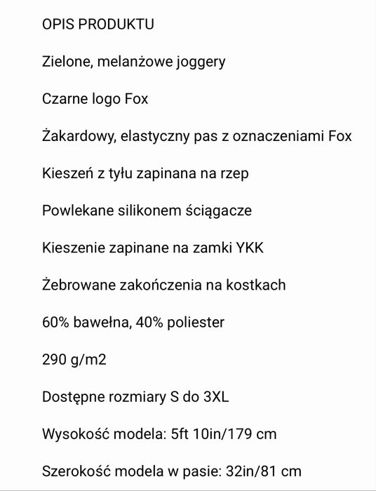 Dres bluza i spodnie fox collection joggers xl