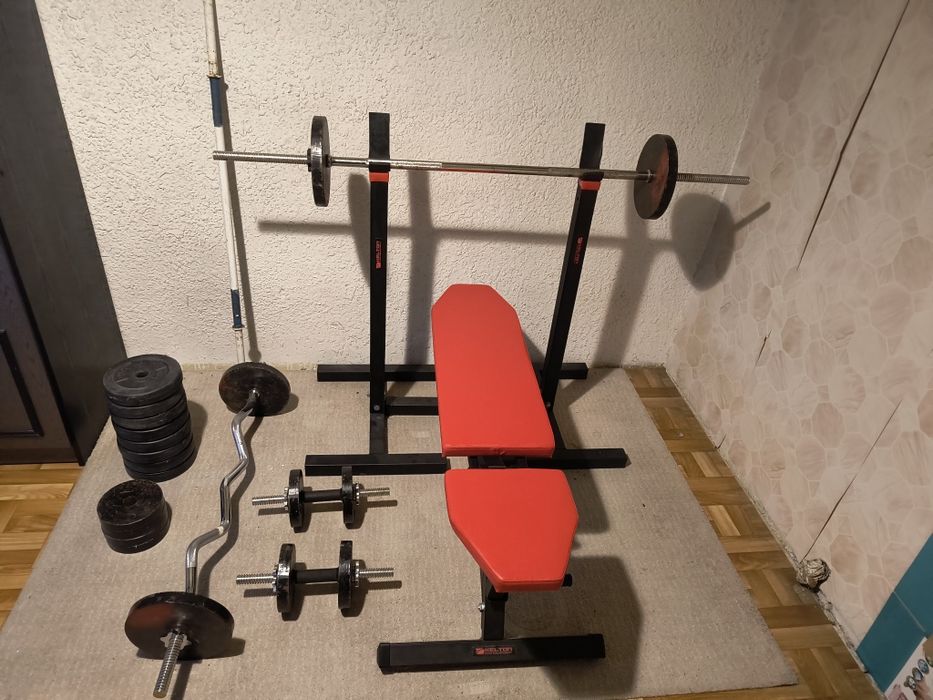 Siłownia ławeczka+obciążenia+gryfy