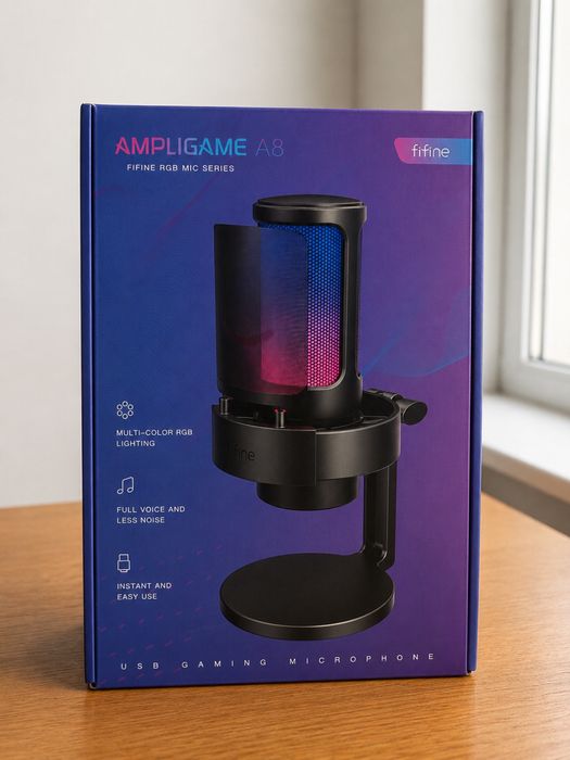 Мікрофон FIFINE AmpliGame A8 RGB USB + перехідник до iPhone
