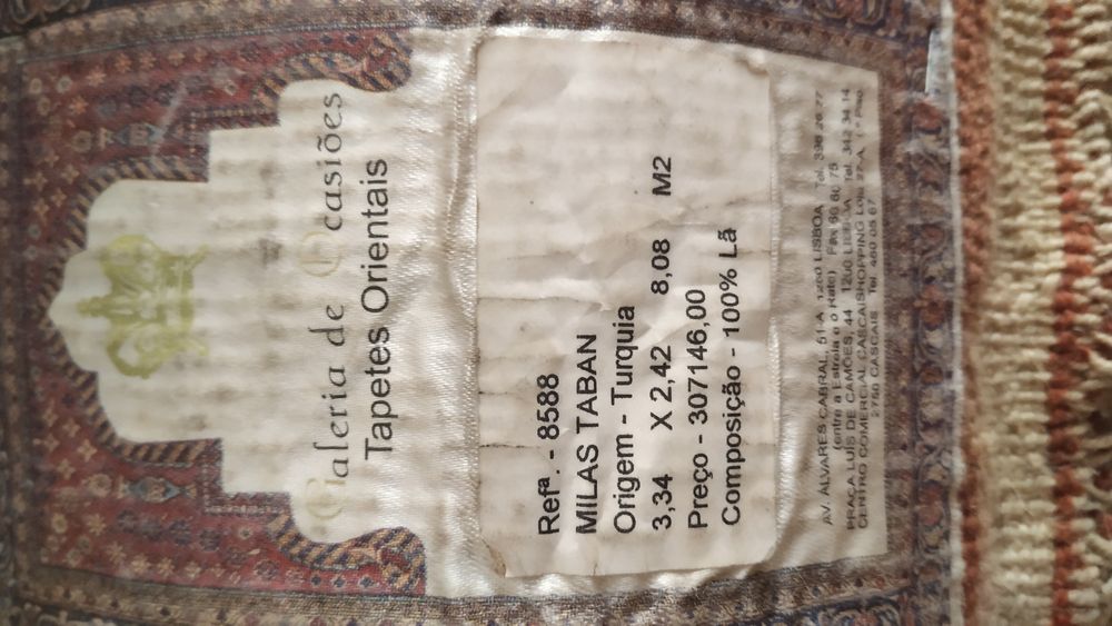 Tapete de lã de 3,36 X 2,45