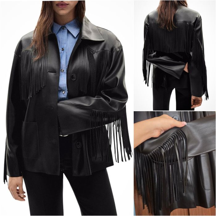 Куртка Mango, сорочкового крою, з бахромою.