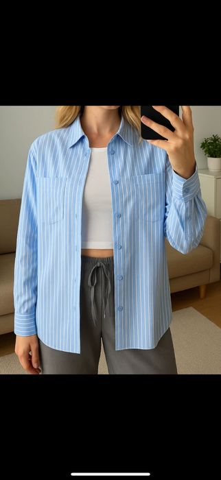 Koszula niebieska sinsay s 100% bawelna oversize