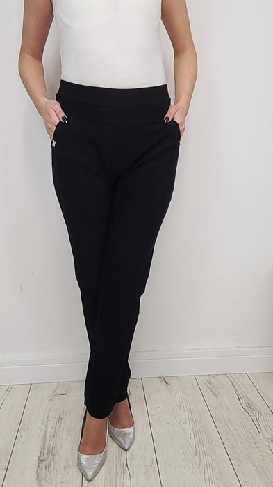 NOWE L - 6XL Eleganckie spodnie damskie gładkie CZARNE Tu 4/5XL CZARNY