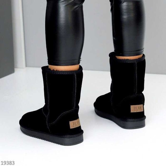 Чорні уггі ITTS натуральна замша, сапожки зимові, зимние сапоги 37р