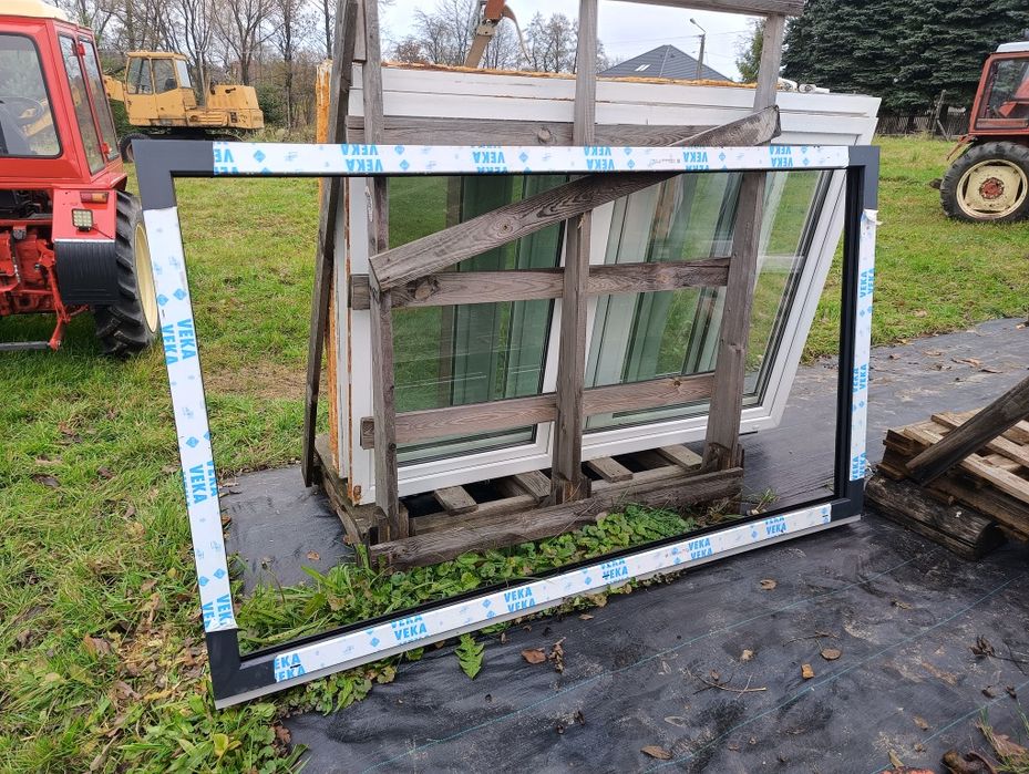 Okno 239x139 antracyt nowe rama okienna plastikowe fix