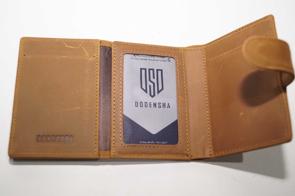 DODENSHA Portfel/ etui na karty męski skórzany RFID brązowy