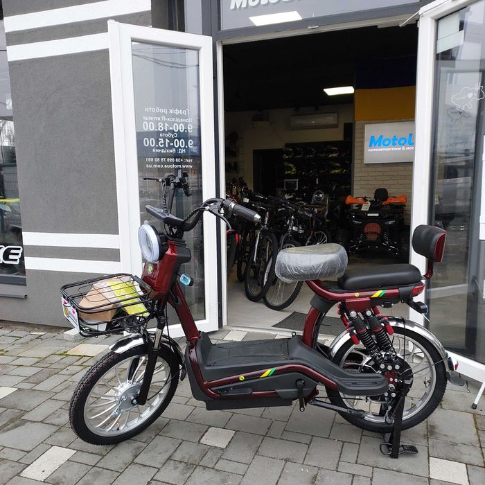 Велоскутер акумуляторний 500 ВТ, темно вишневий, великі колеса