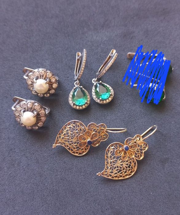 Серьги серебро 925проба и 875проба