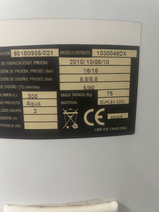 Termocumulador / Depósito Inox Solius InoxMantel 300L (Duplex 2205)