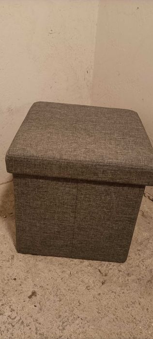 Pufa składana ze schowkiem szara